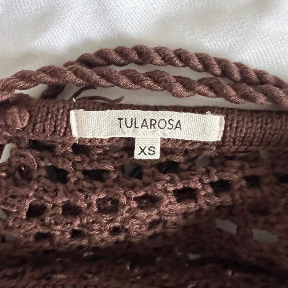 Tularosa Brown Knit One Shoulder Fringe Mini Dress Revolve Boho Festival XS - Picture 5 of 11